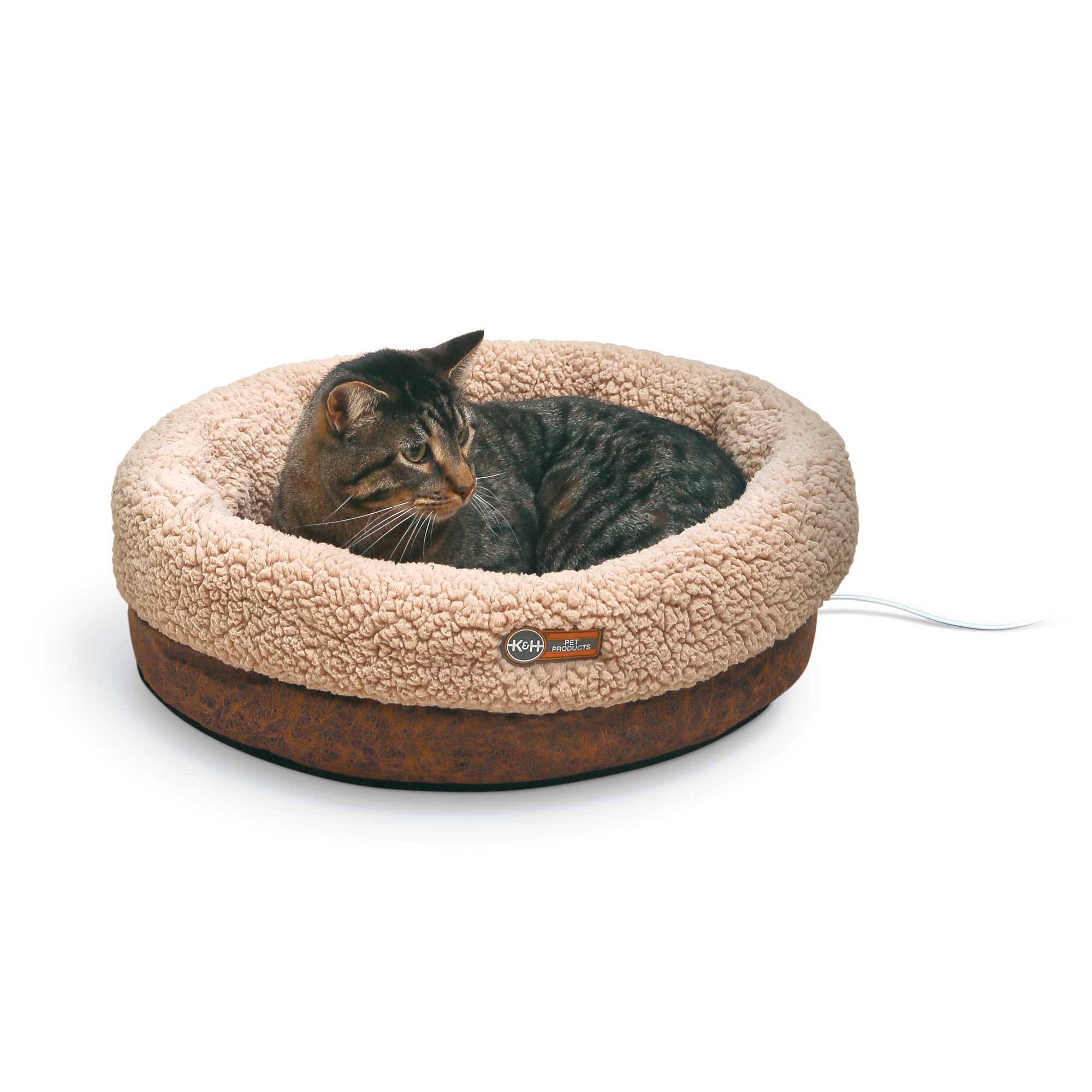 K&H Pet Products Thermo-Snuggle Cup Pet Bed Bomber Chocolate 14″ x 18″ x 7″ 