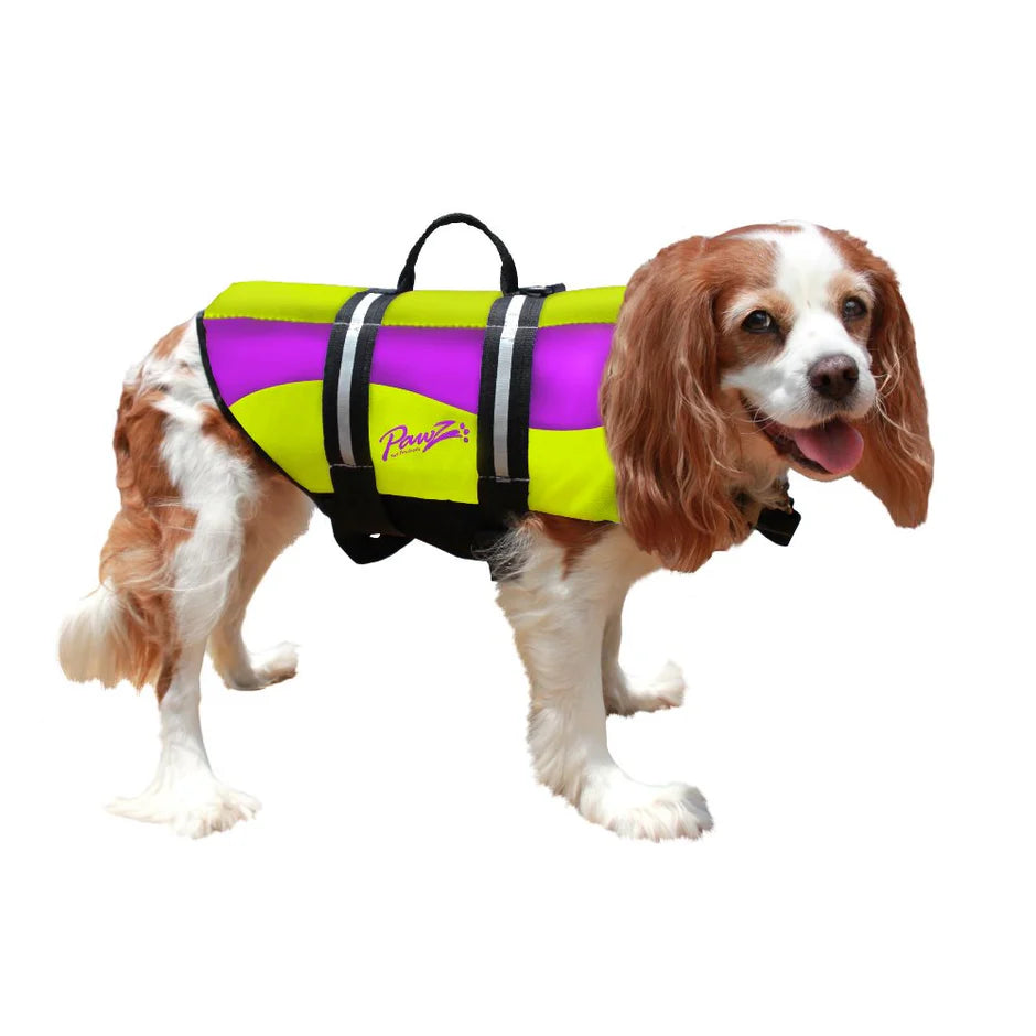 Pawz Pet Products Neoprene Dog Life Jacket-Yellow / Purple