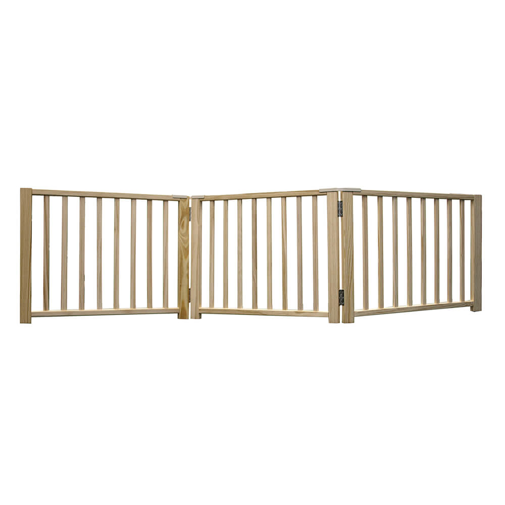 Four Paws Smart Design Folding Freestanding Gate 3 Panel Beige 24″ – 68″ x 1″ x 17″ 