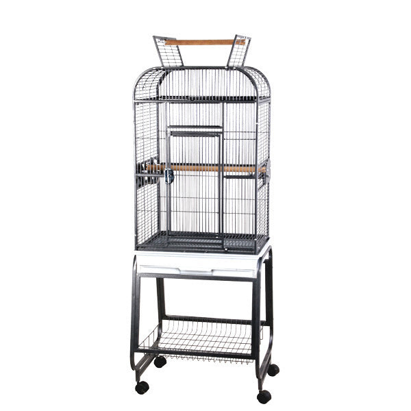 A&E Cage Black 22"x17"x66" Open FlatTop Bird Cage with Plastic Base