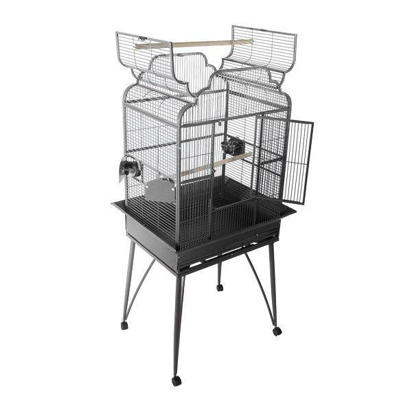 A&E Cage Co. 22"x17"x62" Victorian Open Top Bird Cage - Platinum