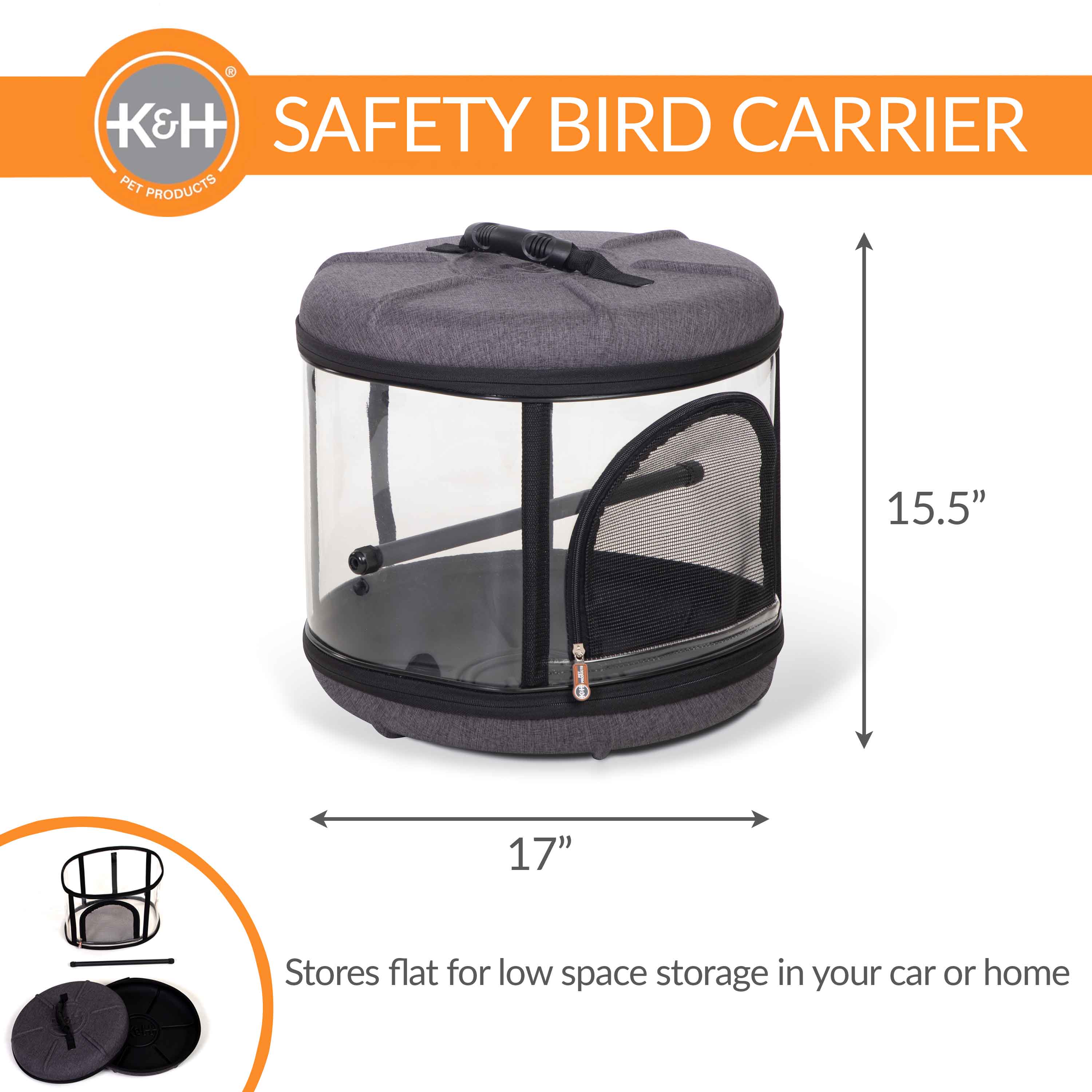 Mod Bird Carrier Travel Cage Gray 17″ x 17″ x 15.5″