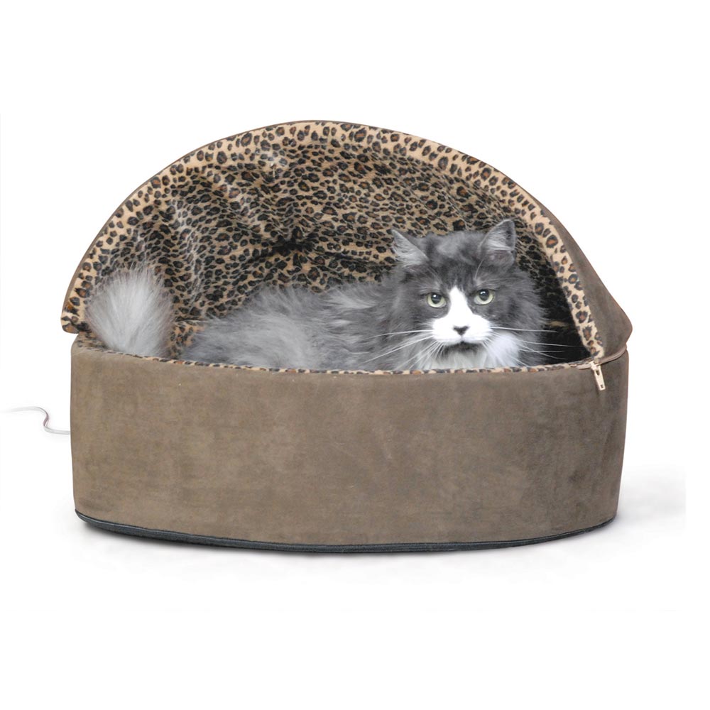 K&H Pet Products Thermo-Kitty Bed Deluxe Hooded Large Mocha 20″ x 20″ x 14″