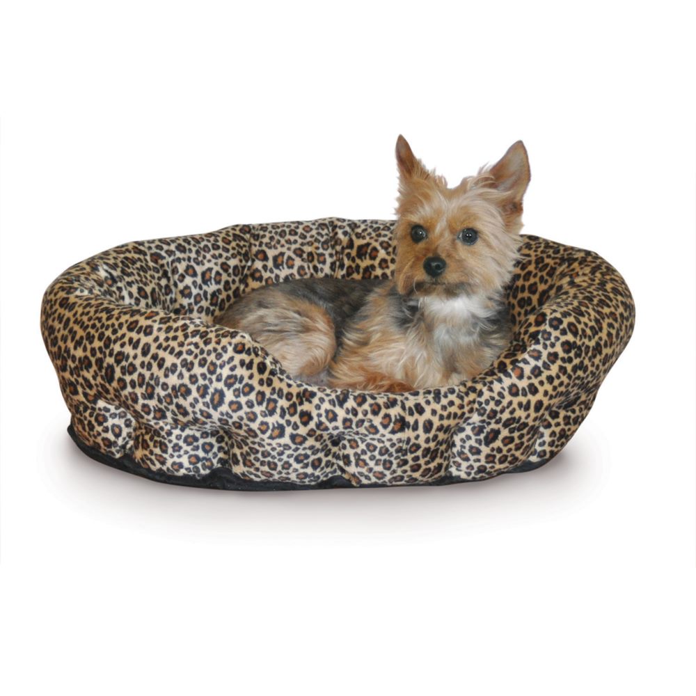 K&H Pet Products Self Warming Nuzzle Nest Pet Bed Leopard 19″ x 19″ x 6″