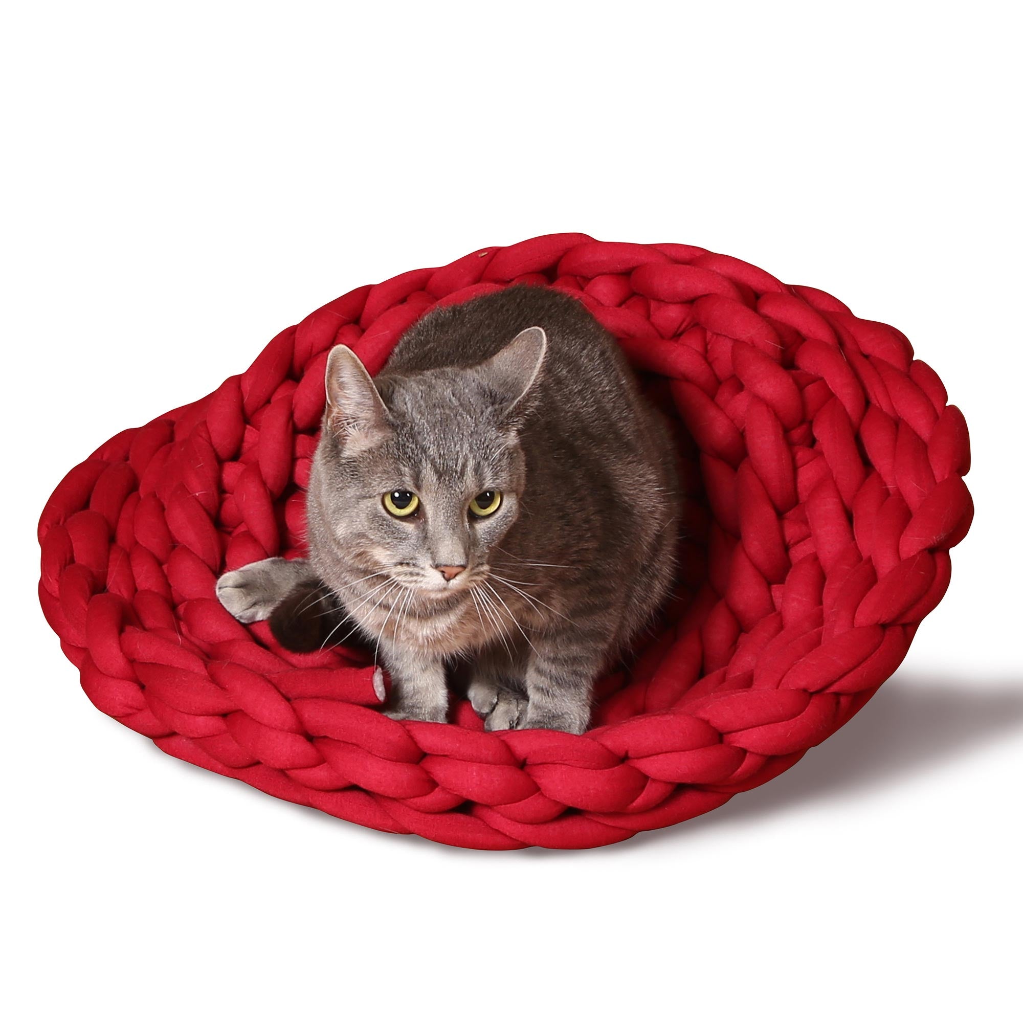 K&H Pet Products Knitted Pet Bed Red 17″ x 17″ x 4″