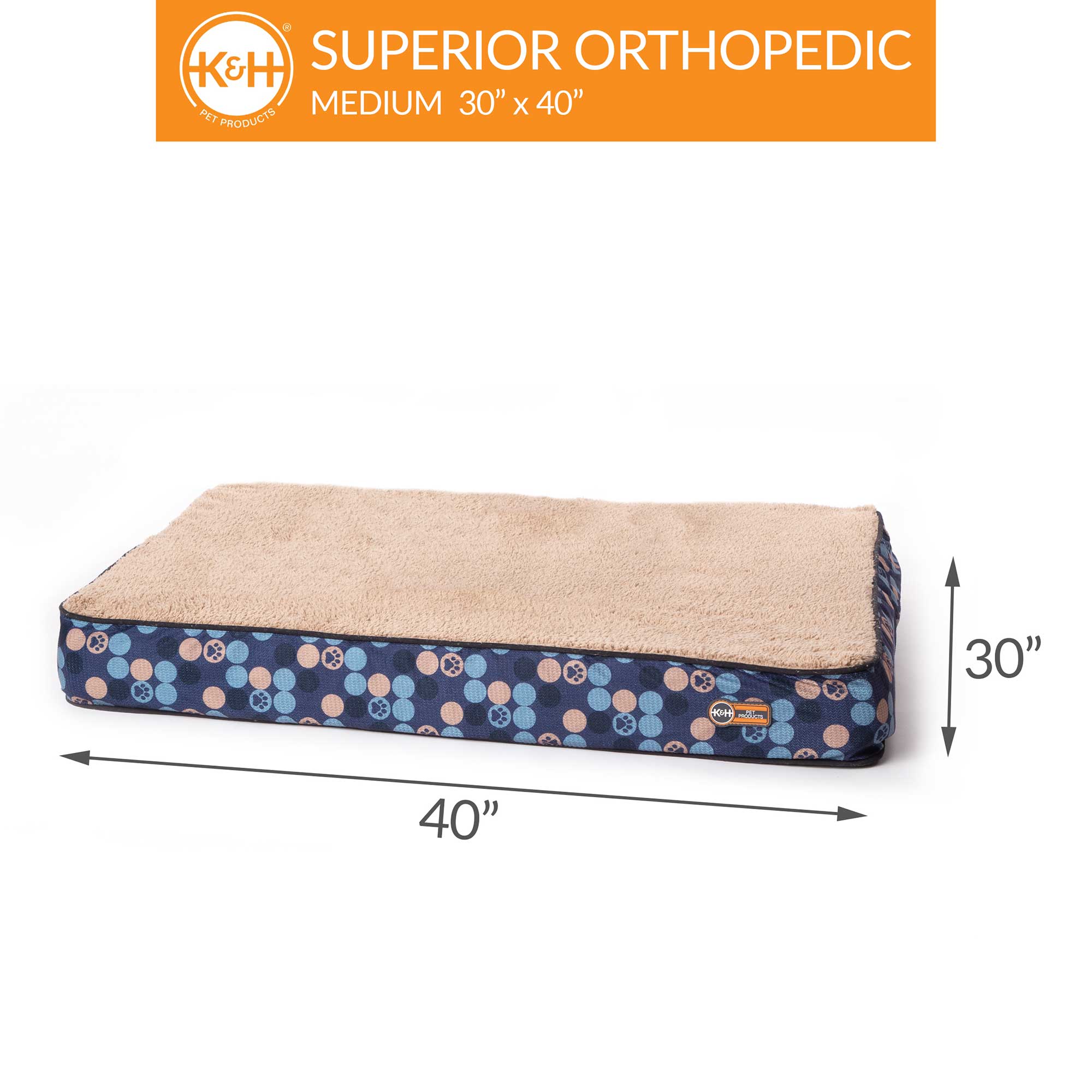 K&H Pet Products Superior Orthopedic Dog Bed Medium - Navy Blue