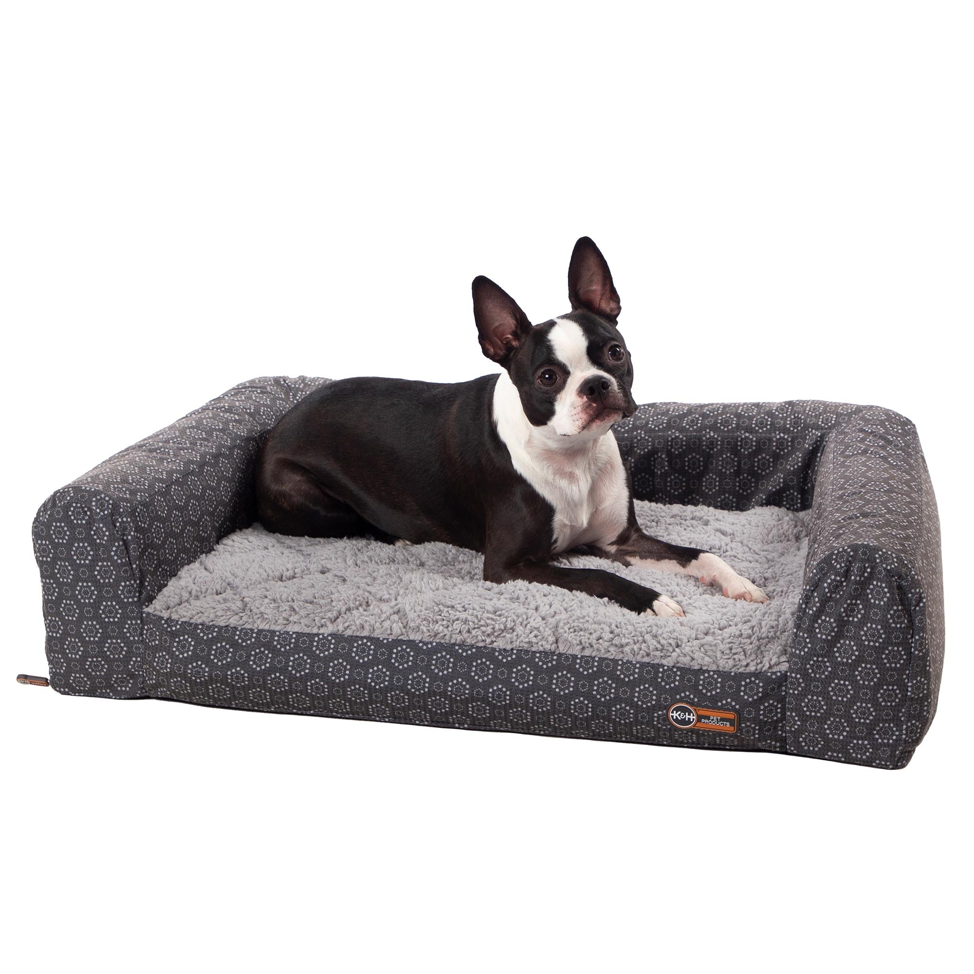 K&H Pet Products Air Sofa Pet Bed Geo Flower Small Gray 18″ x 24″ x 7″